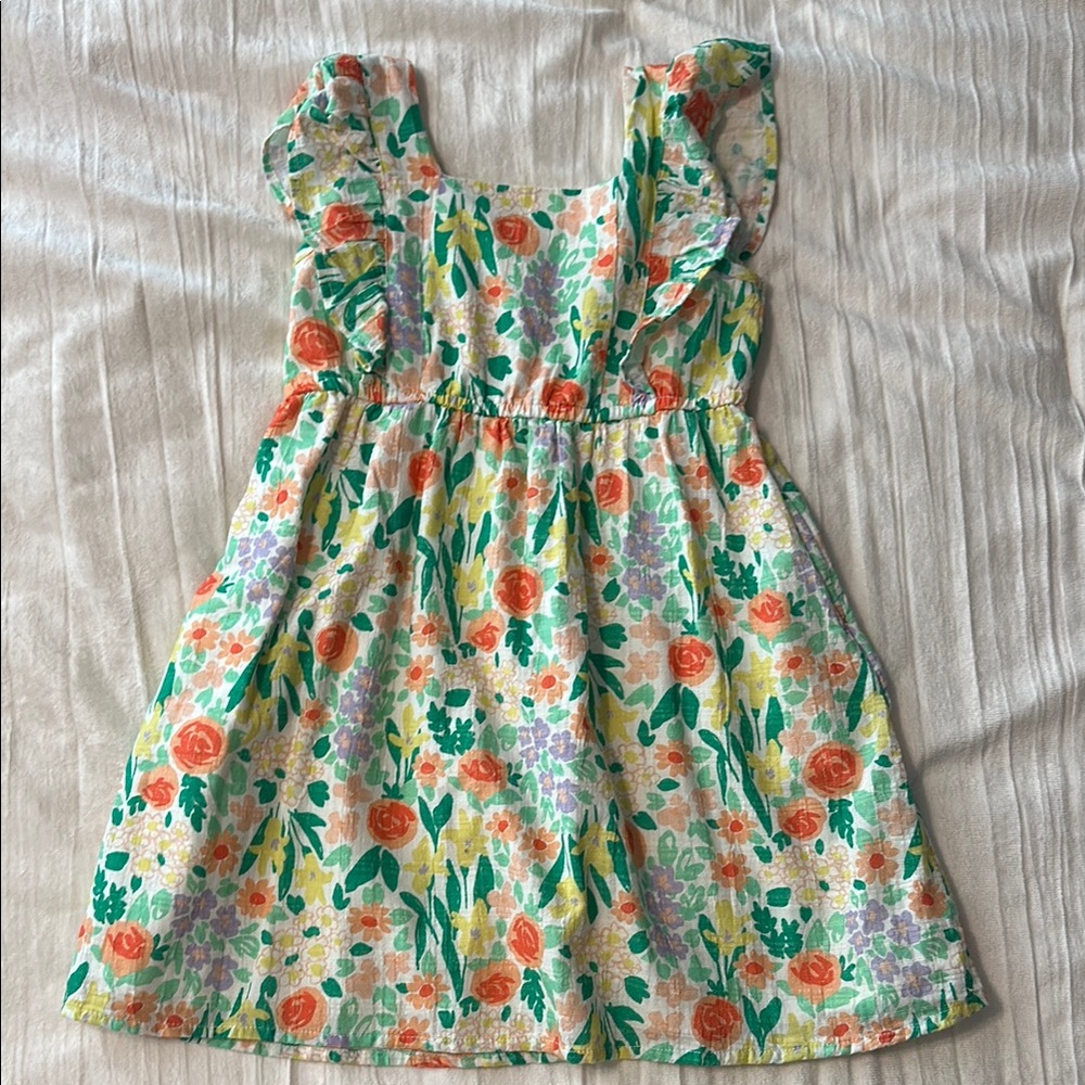 Cat & Jack Orange Red Ruffled Fit-and-Flare Sundress